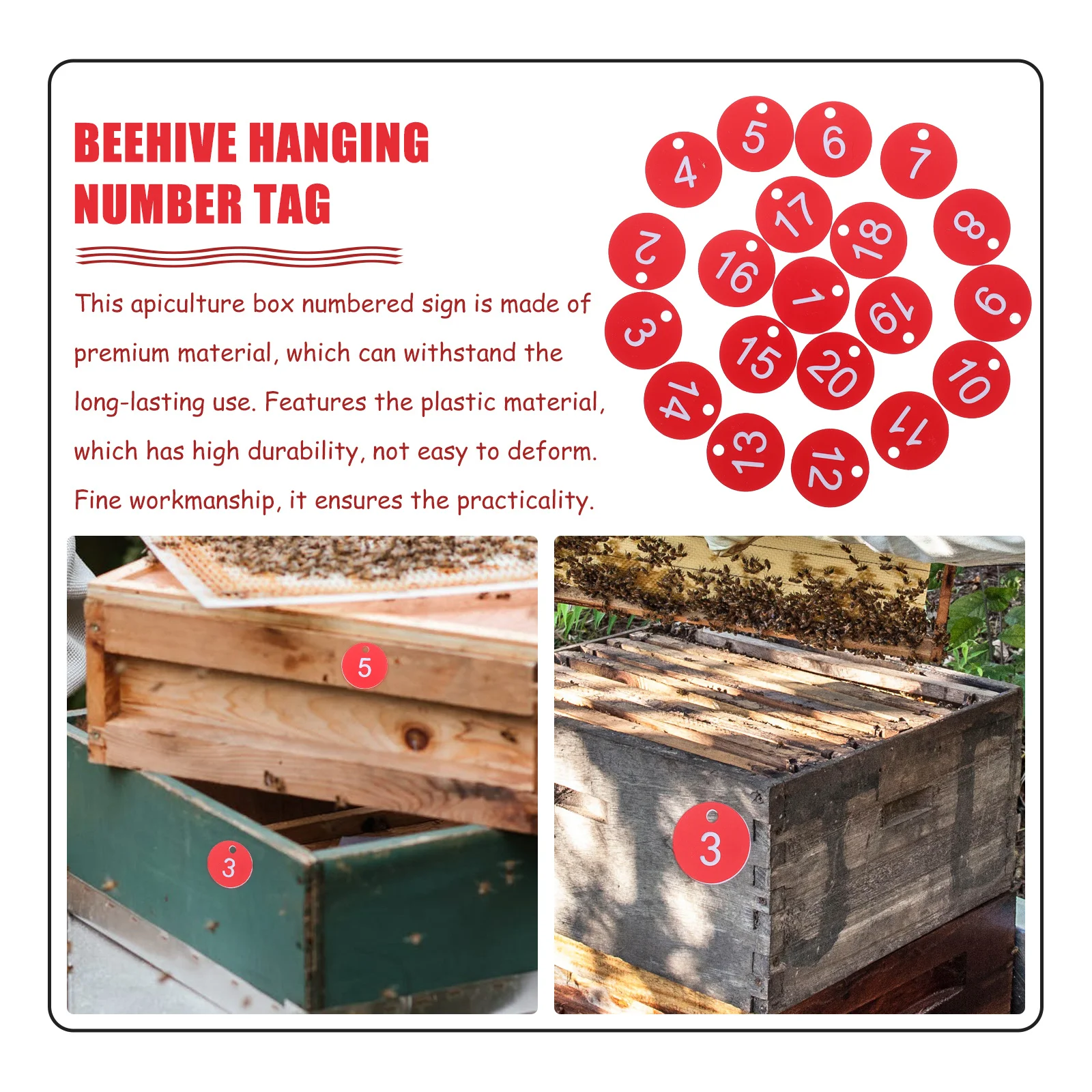 

20pcs Digital Number Tags For Beehive Plastic Hanging Labels Beekeeping Identification Markers Hive Management Tool