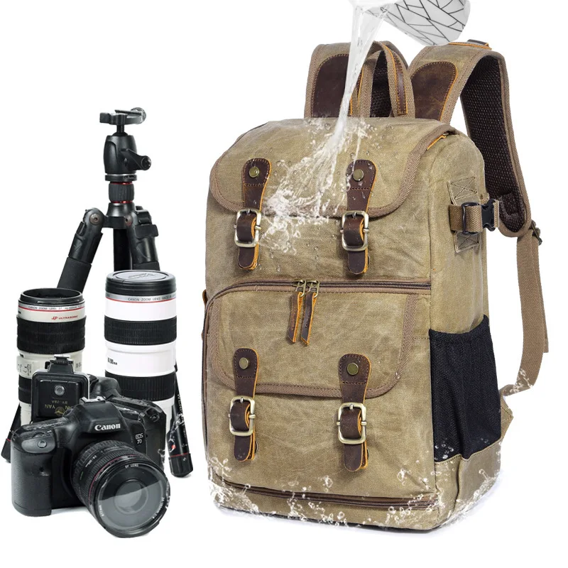 Batik Canvas Photography Camera Bag Large Wear-resistant Outdoor Waterproof Photo Backpack for Cannon/Nikon/Sony DSLR SLR Lens