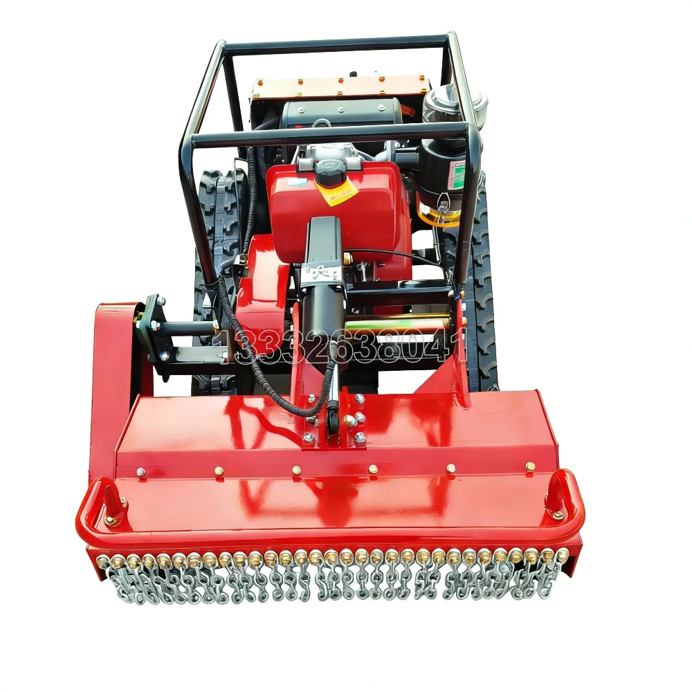 Remote Controlled Robot Lawnmower All Terrain Farm Slope Land Clearing and Weeding Diesel Engine Small Robot Grass Cutter