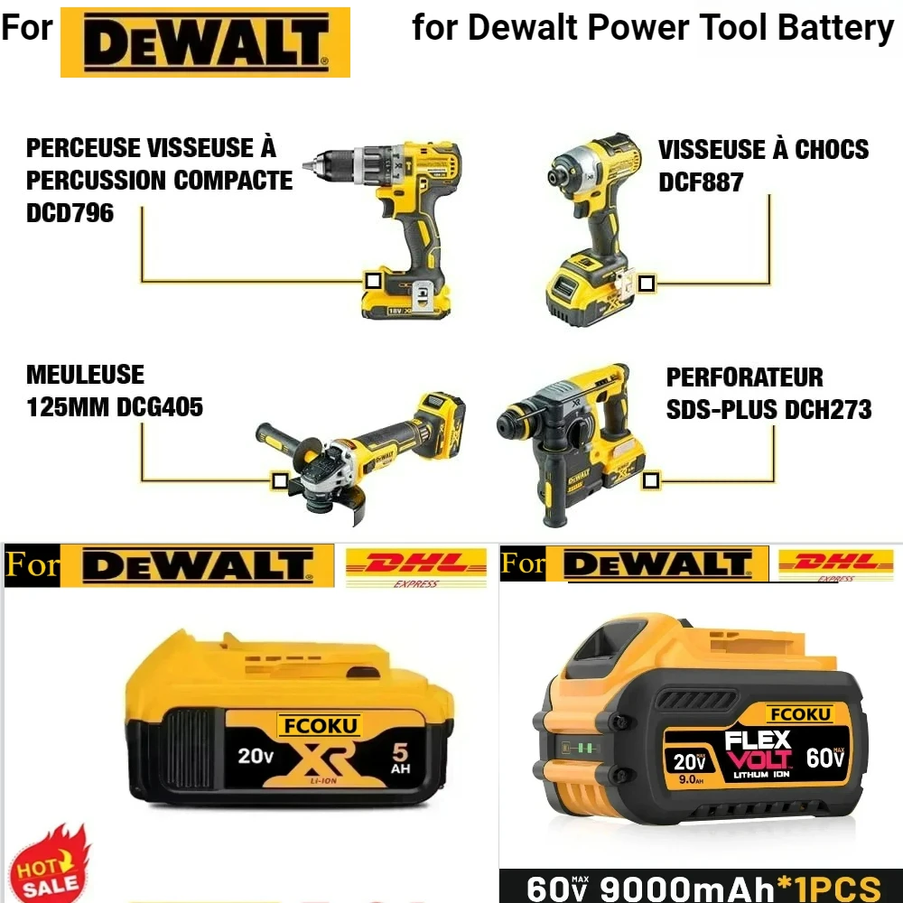 

DCB206,DCB606,For Dewalt DCF887 Electric Impact Drill,DCG405 ANGLE GRINDER,DCD796 Impact Drill Fit Dewalt 20V tool Battery