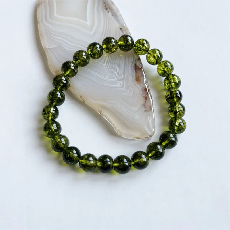 Natural Stone Bracelet Peridot Crystal Beads Jewelry Gift For Men Magnetic Health Protection Women Elastic Thread 6 8 10mm Green