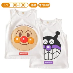 Summer Cartoon Anpanman Baikinman Kids Vest Children Baby Boy Girl Sleeveless T-Shirts Cotton Clothes Toddler Tops Tees 1-6 Year