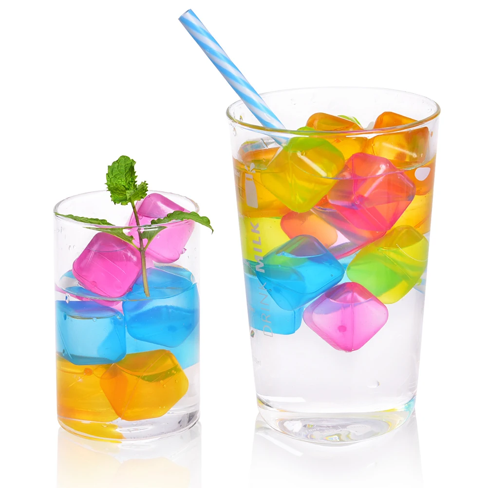 

20 Pcs Reusable Ice Cubes Square Fake Refreezable Cooler for Drinks Coffee Whiskey Travel Outdoor Kitchen Bar Tools Non Melting