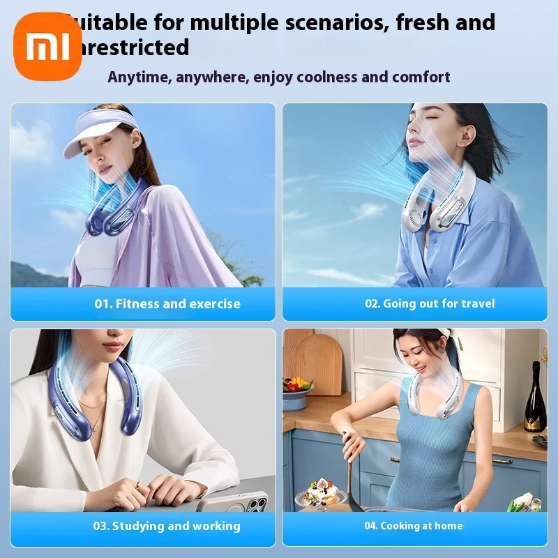Xiaomi جديد المحمولة الرقبة مروحة صغيرة الكهربائية Ventilador الصامتة شريط حول ياقة الملابس يمكن ارتداؤها مروحة التبريد USB قابلة للشحن شريط حول ياقة الملابس مبرد الهواء
