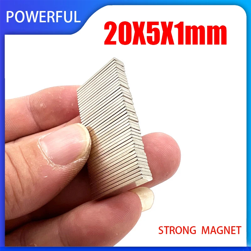 20~500PCS 20x5x1mm  block Powerful N35 Magnets 20mm x 5mm x 1mm Permanent Magnetic Strong Neodymium Magnet Disc