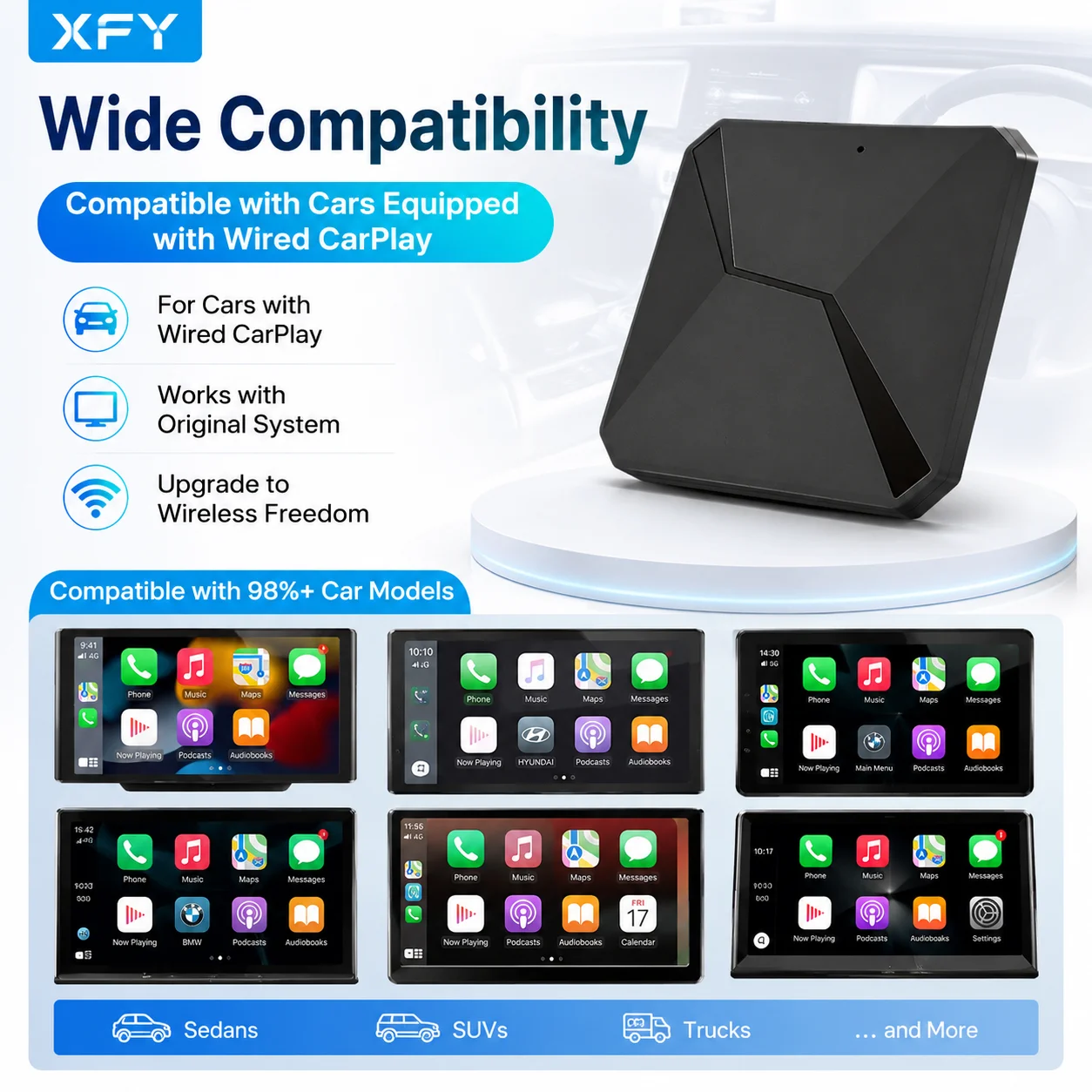 2026 Android CarPlay Ai Box Kowankit Wireless Android Auto 3 in 1 USB Adapter Plug & Play For Youtube Netflix Universal TV Box