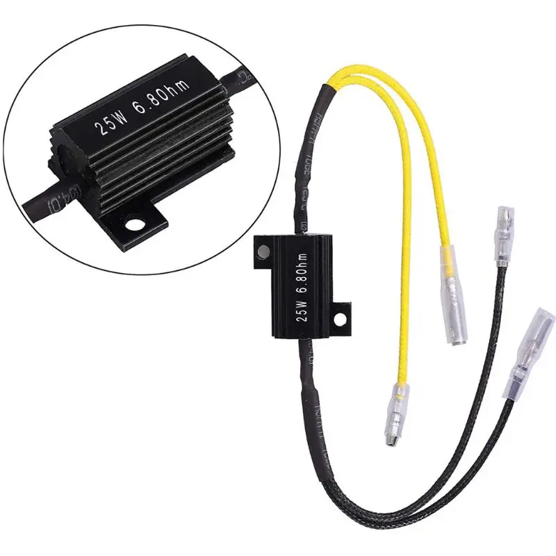 

Y1UB 2x Resistance Power Resistor Load Decoding Resistor For LED Mini Turn No Flashing Repairing 25W 6.8Ohm