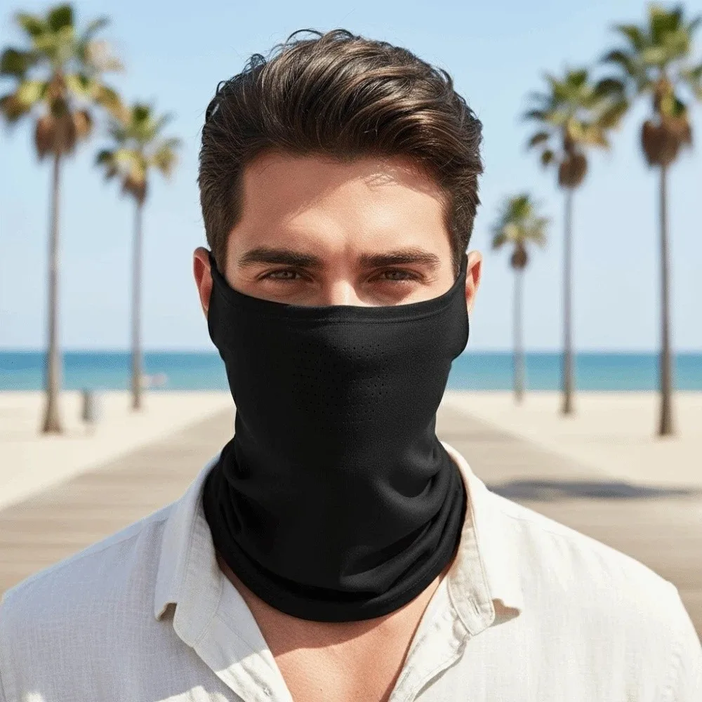 

Cycling Elastic Breathable Sunscreen Mask Thin Neck Sunshade Sunscreen Scarf Solid Color Hook-on Face Sun Protection Beach