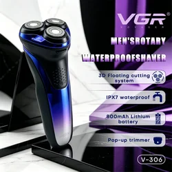 VGR Shaver Electric Razor Professional Shaving Machine Floating Beard Trimmer IPX7 Waterproof Rechargeable Shaver for Men V-306
