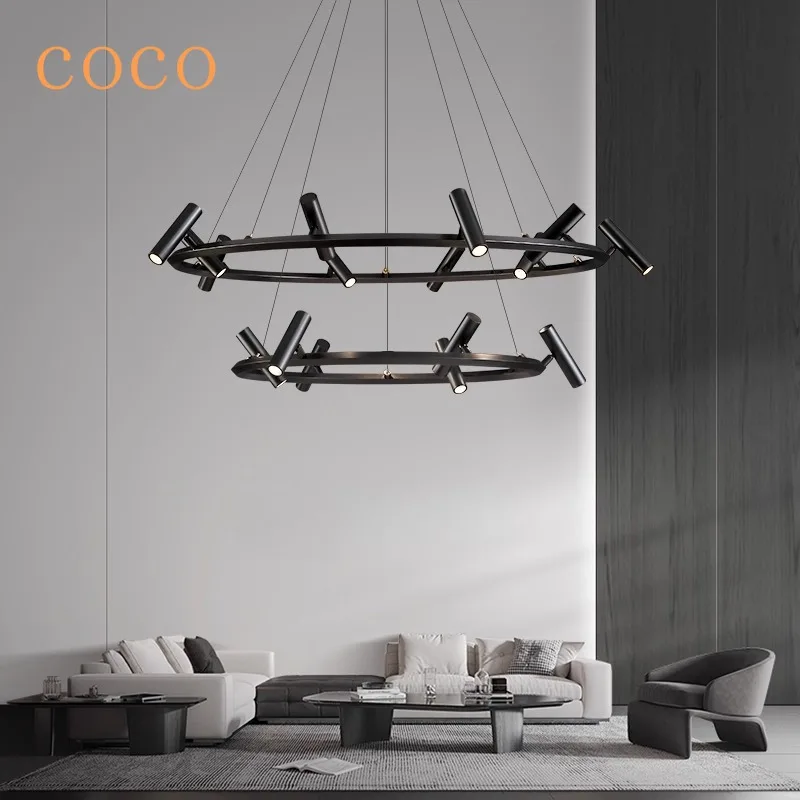 

Nordic minimalist circular black pendant light LED for modern living room, bedroom, dining room, kitchen, indoor home lighting