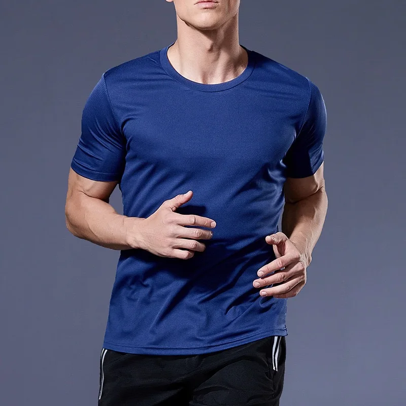 Quick Dry Polyester Compression Top For Men Fitness Gym Jogging Running Soccer Sport Training Short Sleeve Tee