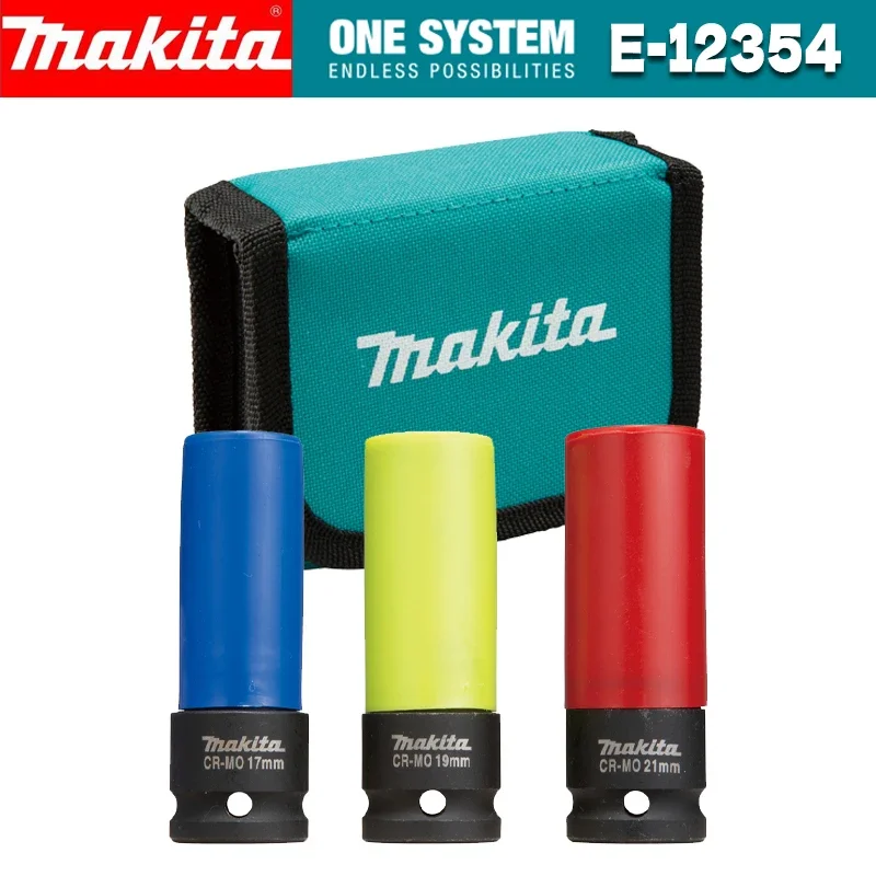 Makita E-12354 3PCS Impact Deep Socket Set Car Repair 17/19/21 MM For Wheel Nut Power Tool Accessories