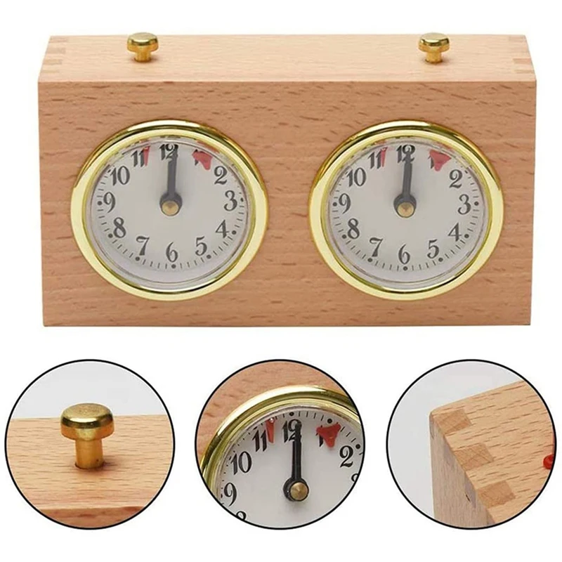 2X Wooden Chess Timer Tournament Competition Game Chess Clock Timer Gift Wind-Up Mechanical Accessories For Board Games