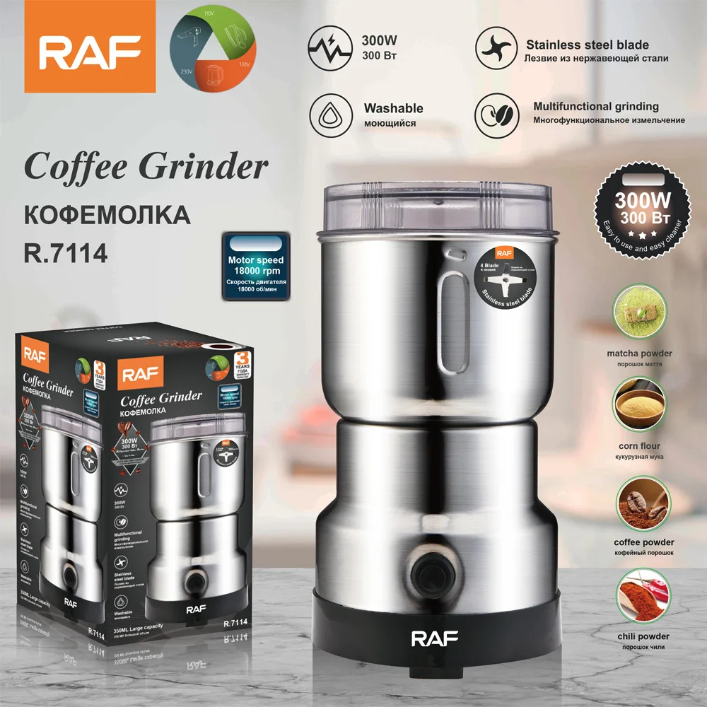 RAF-moedor de feijão elétrico, máquina de moinho seco, leve copo de moagem doméstico, moedor de grãos de café portátil