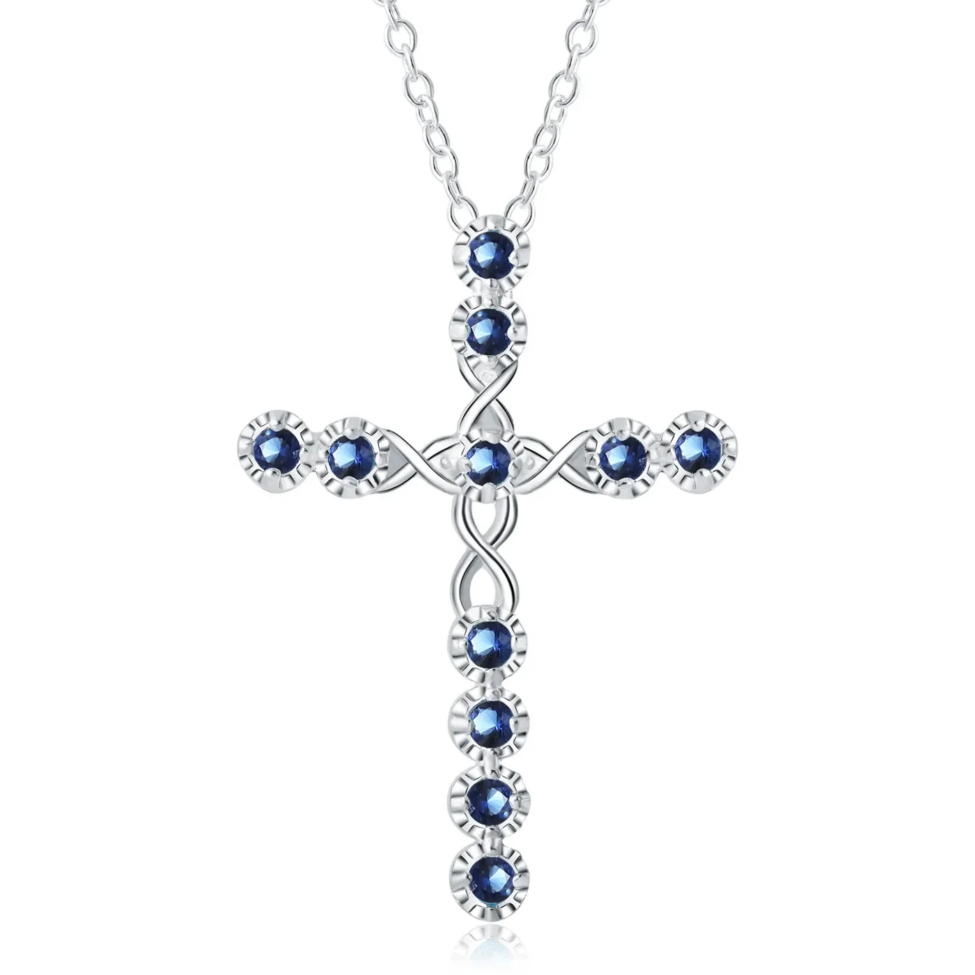 Lihong 925 Sterling Silver Necklace Zircon Cross Pendant Necklace Women Men Wedding Accessories Jewelry Gifts