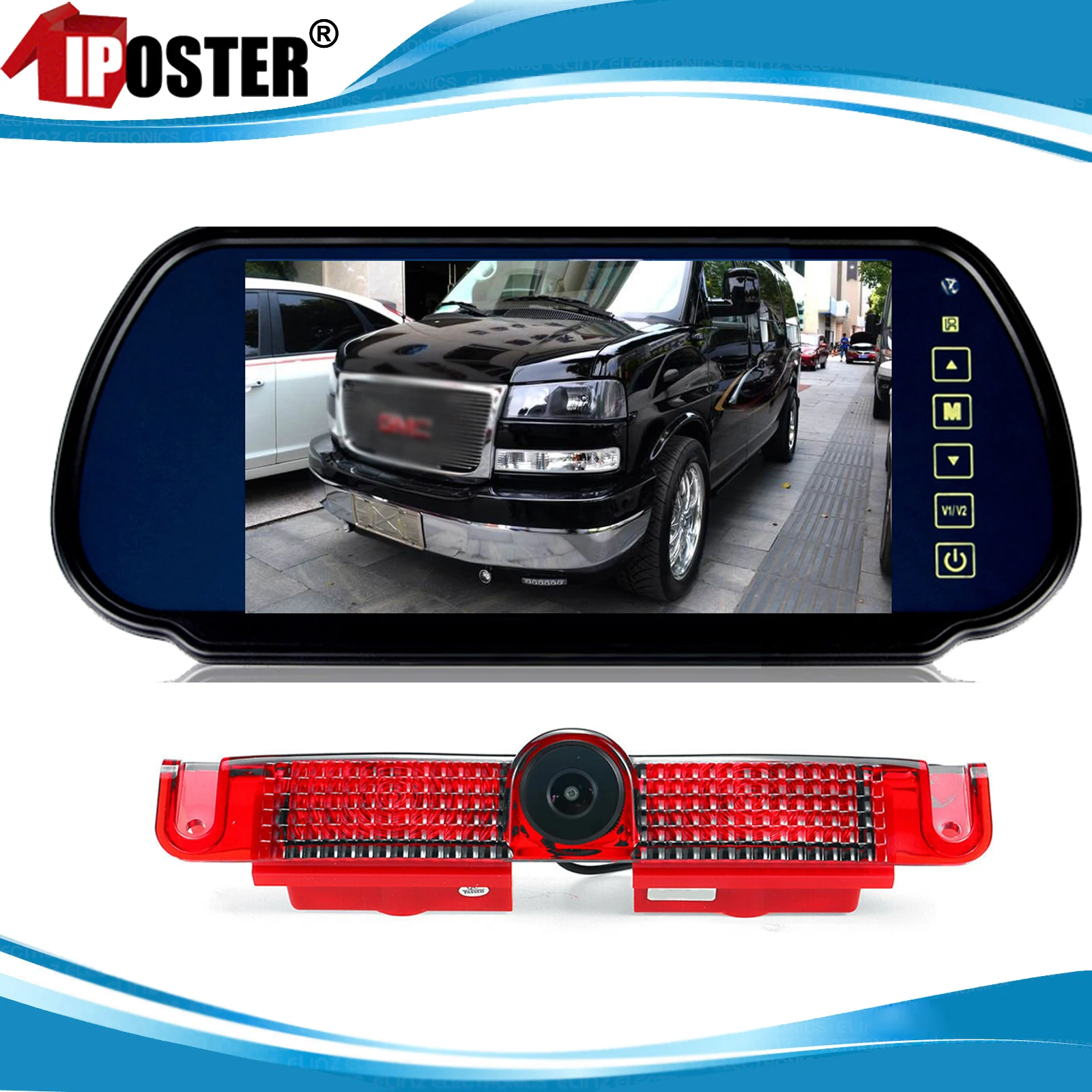 

iPoster Fisheye Lens Backup Camera Car Rear View Camera 3rd Brake Light Position Mounted Fit for Chevy Express Van & GMC Savana