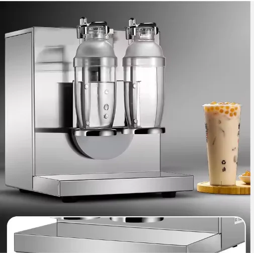 Commercial Automatic Double Cup Bubble Tea Shaker Machine with Timer, Electric Boba Milk Tea Shaker 110V/220V for Milk Tea Shop