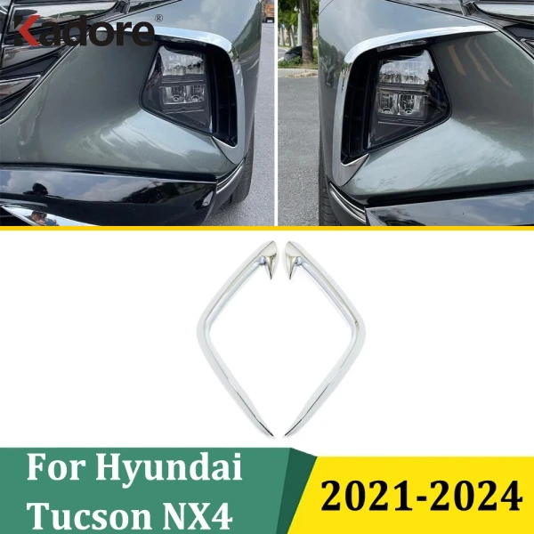 

For Hyundai Tucson NX4 2021-2024 Front Foglight Fog Light Eyebrow Strips Cover Trim Bumper Molding Protector Car Accessories