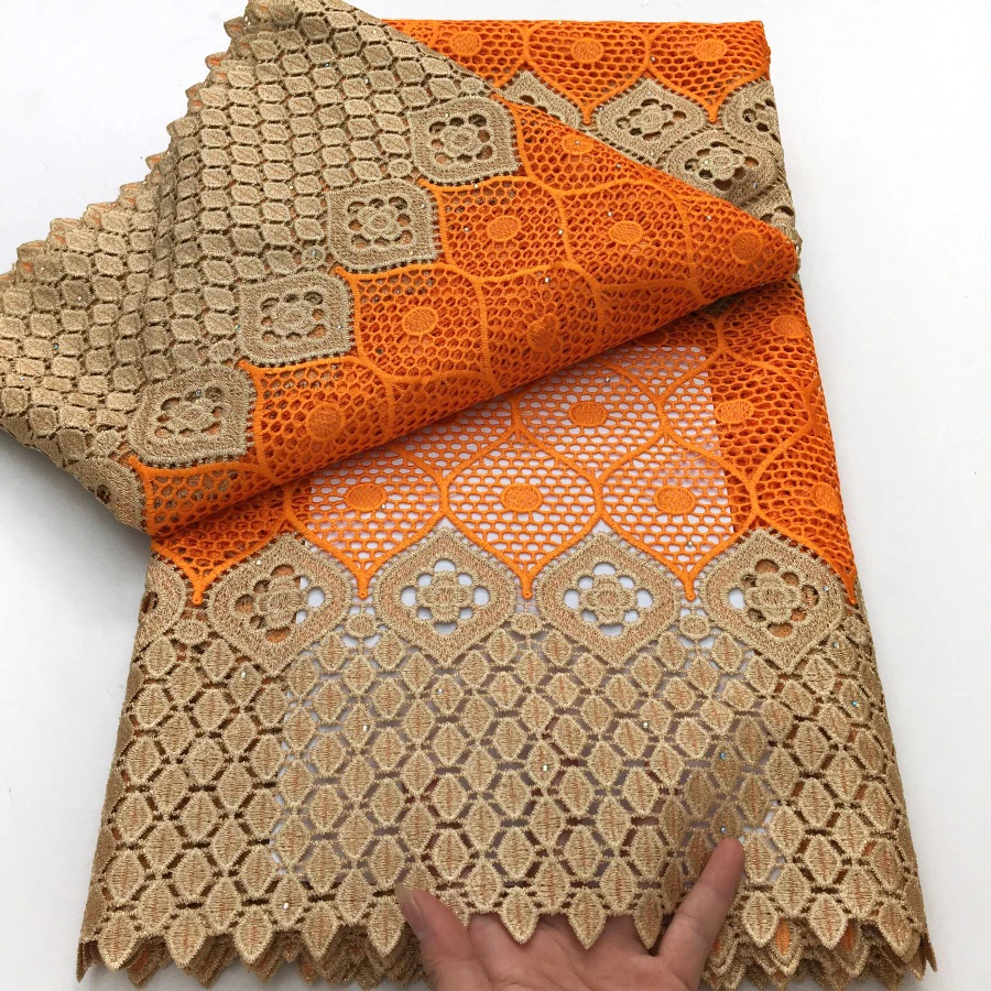 قماش دانتيل بحبل جبر أفريقي 2025 جودة عالية 5 ياردات قماش دانتيل نيجيري قابل للذوبان في الماء للنساء فساتين حفلات الزفاف