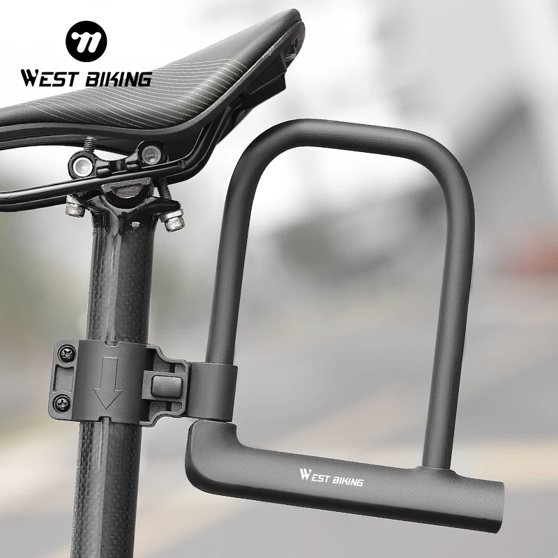 

WEST BIKING Heavy Duty Bicycle Locks U Shape Electric Scooter Padlock Anti-theft Bike Lock with 2 Keys MTB Road Bike Accessories