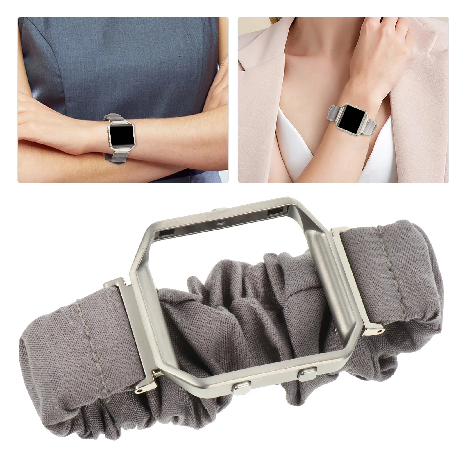 

Large Bowel Loop Watch Strap Cloth Metal Replacement Frame Wristb Durable Comfortable Party Work Travel Accessories