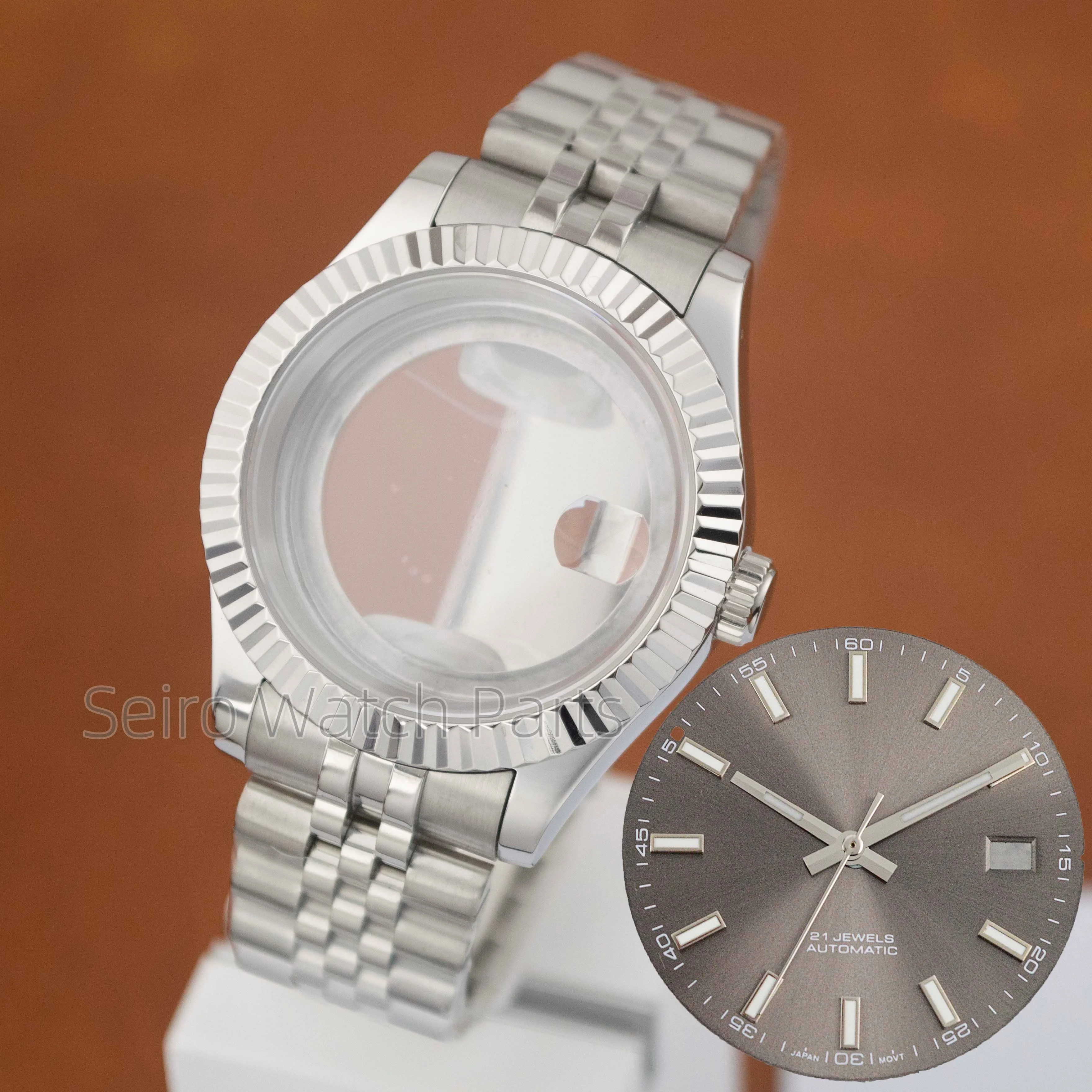 41mm Men NH35 Case Stainless Steel Bracelet Strap Sapphire Crystal 10ATM Waterproof for Datejust NH35 NH36 Movement 31mm Dial