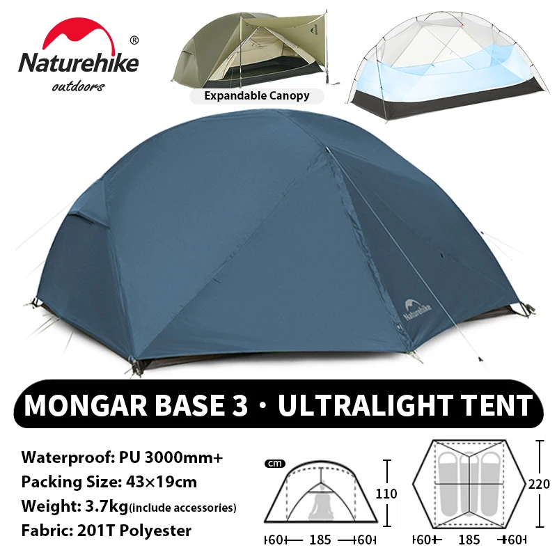 ​【未使用】Naturehike Mongar UL （グレー） Naturehike Mongar UL PRO 1-3 People Tent 20D Ultralight Travel