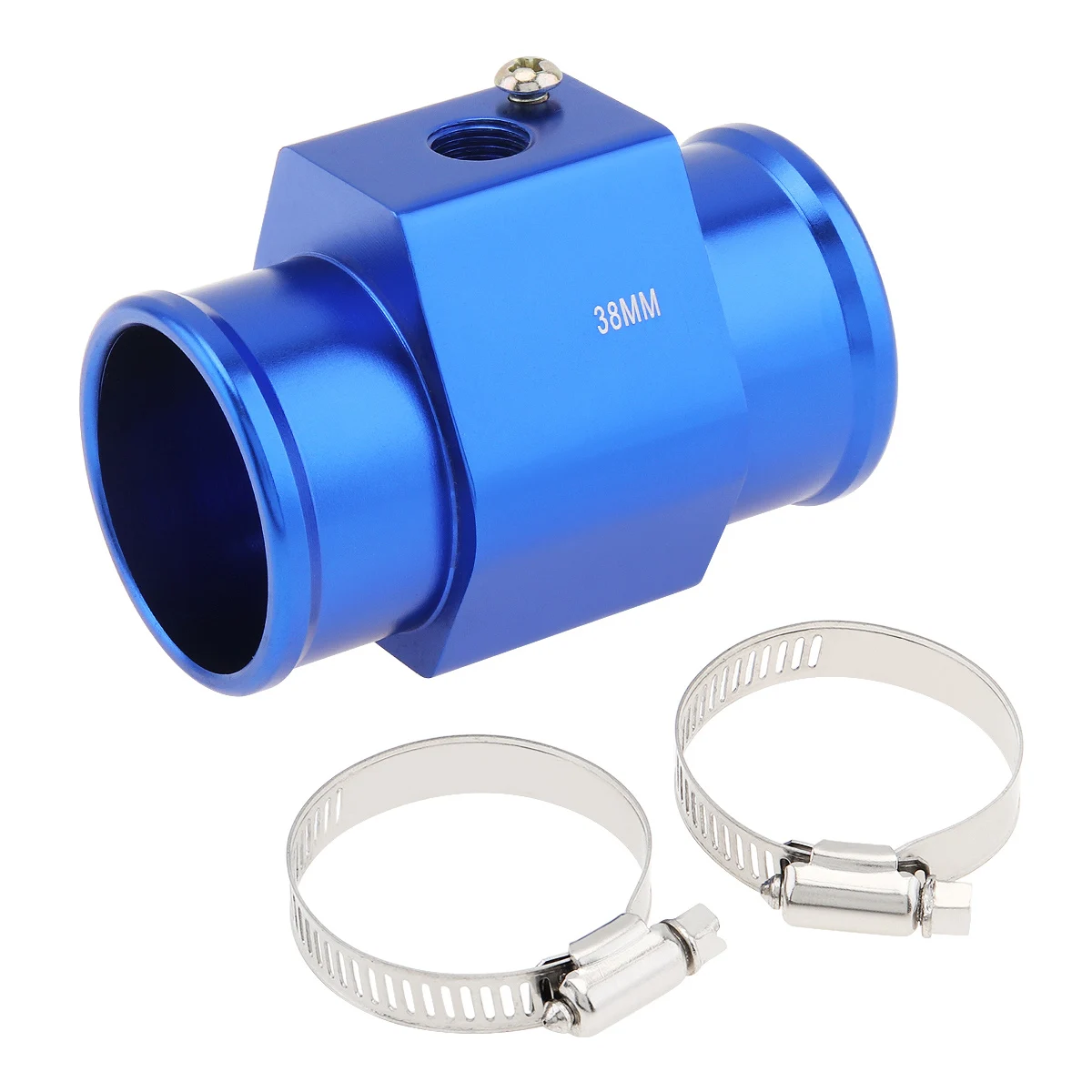 

1pc Blue Water Temperature Temp Sensor Guage Adapter 38mm Aluminium with Clamps Suitable for Car Vehicle Automobile Boat