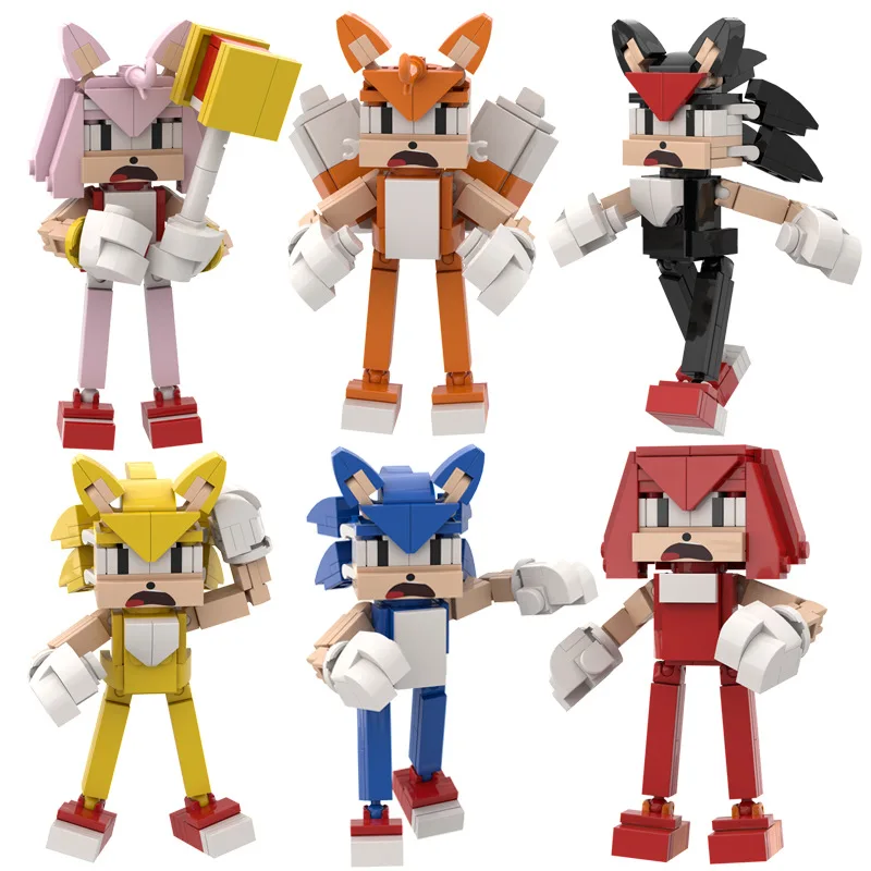 

Mini Sonice Building Block Figures Anime Figure Sonik Ornament DIY Boys Toys Cake Decoration Tails Dolls Shadow Action