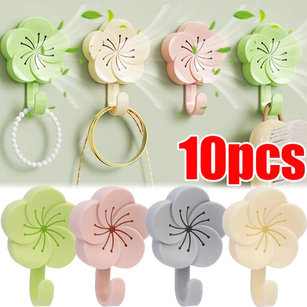 10/1PCS No Punch Aromatherapy Hooks Cherry Blossom Strong Adhesive Wall Hooks for Bathroom Kitchen Key Towels Sundry Sticky Hook