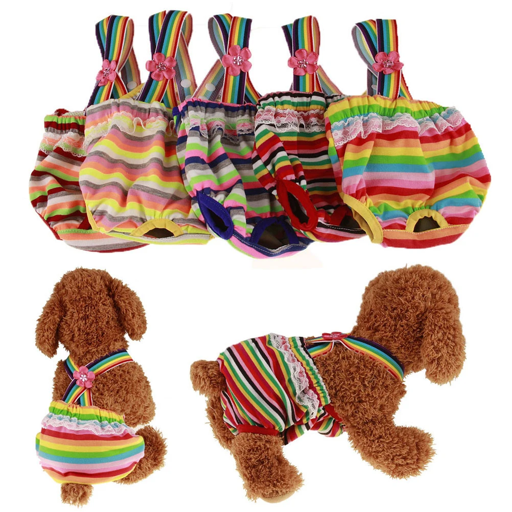 

Pet Diapers Dog Physiological Pants Female Panties Menstrual Underwear Nappies Cleaning Supplies Comfortable Cotton Striped