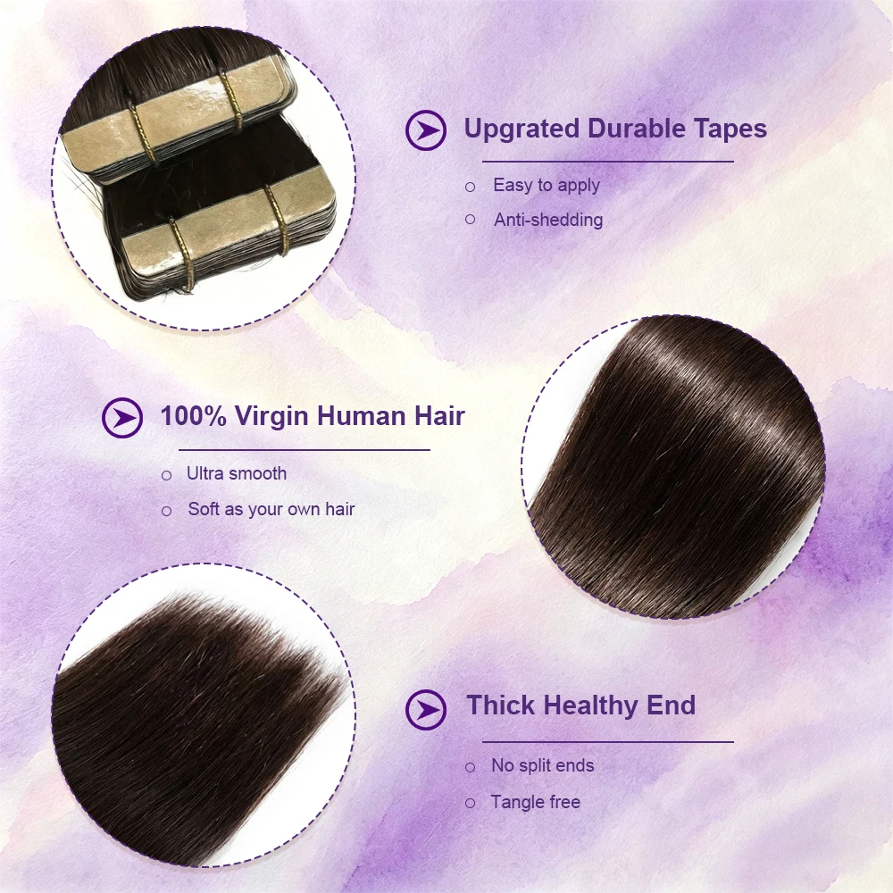 Extension per capelli con applicazione a strisce, colore marrone scuro brasiliano, 21 pezzi, 50 g, lunghezze 16, 18, 20, 22 pollici, extension per capelli a strisce, effetto invisibile e senza