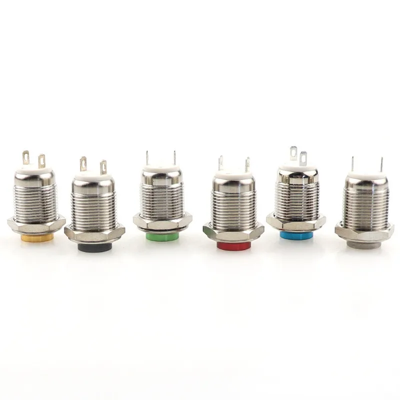 12mm Waterproof Momentary High Round Metal Push Button Switch Car Start Horn Speaker Bell Automatic Reset 12mm metal switch