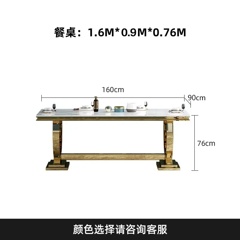 b19- lig luxury marble modern simple rectangular high-end home dining table and chair combination