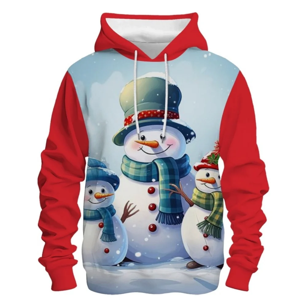 

Merry Christmas Santa Claus Graphic Hoodie For Men Women 3D Printed Snowman Pullover Sweatshirt Women's Oversized Tracksuit