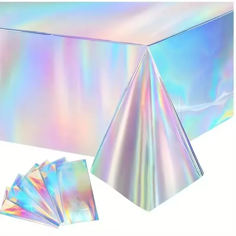 1/2/3PCS Laser Rainbow Theme Party Tablecloth Disposable Tablecloth Birthday Wedding Party Christmas Festive Supplies
