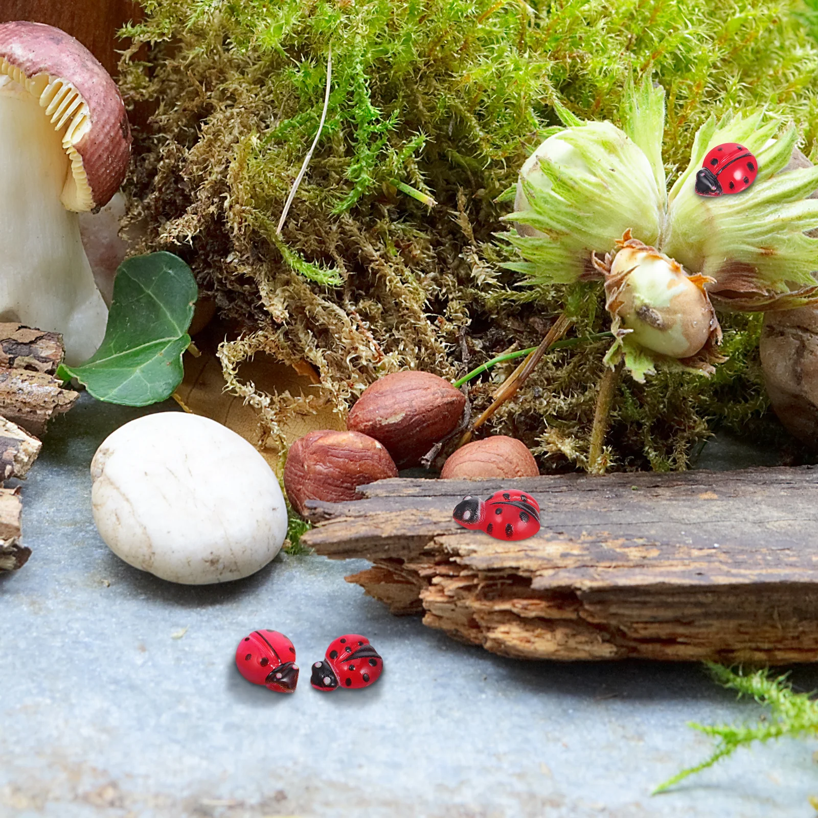 

100pcs Miniature Ladybug Decorations Resin Garden Ornaments Fairy Garden Terrariums Mini Animal Figurines Insect Statues For