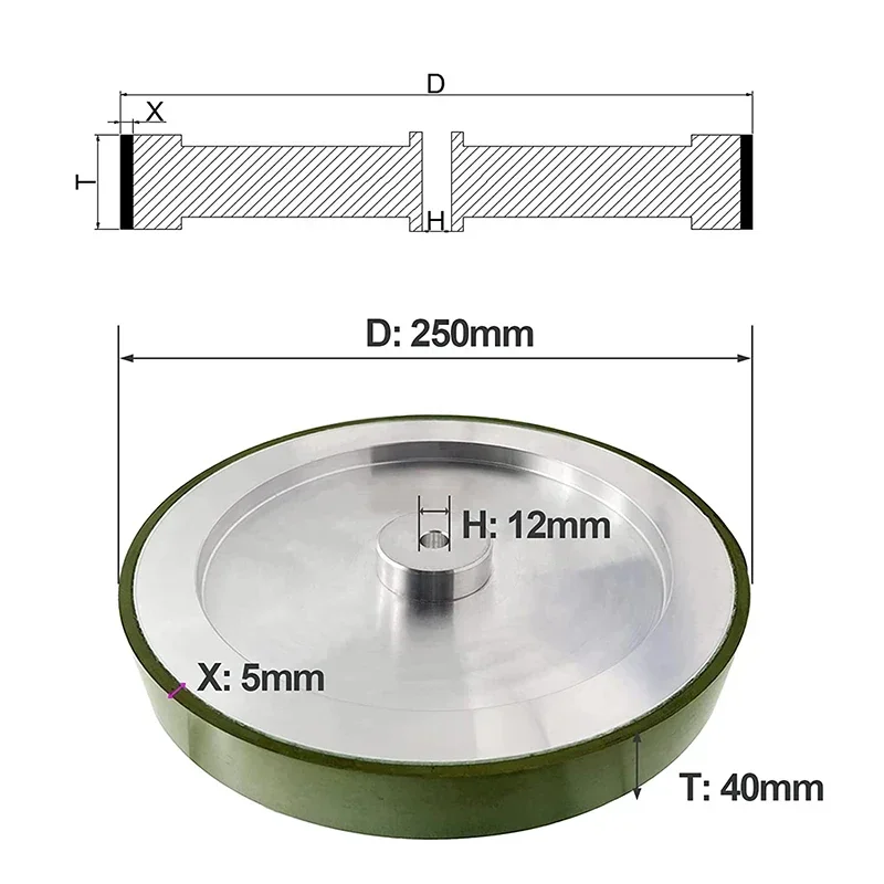 250mm CBN Grinding Wheels 10 Inch  for Tormek T7/T8 Sharpening System - 80 1000 5000 10000 Grit - 250mm Dia*50mm Wide*12mm Arbor