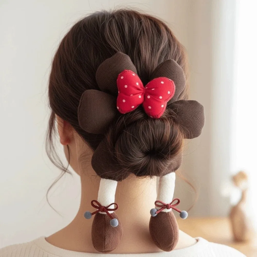 

Cartoon Flower Bow Hair Ring Cute Cloth Cotton Filled Scrunchies Korean Style Large Intestine Circle Children's Hair Rope Girls