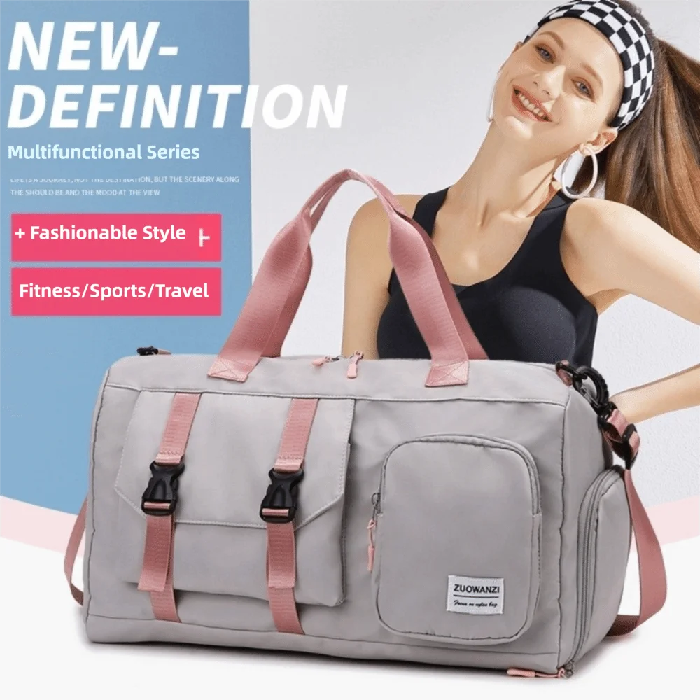 

Trendy Large Capacity Gym Bag with Multiple Compartment Dry-wet Separation Luggage Bag Lightweight Sports Bag for Women