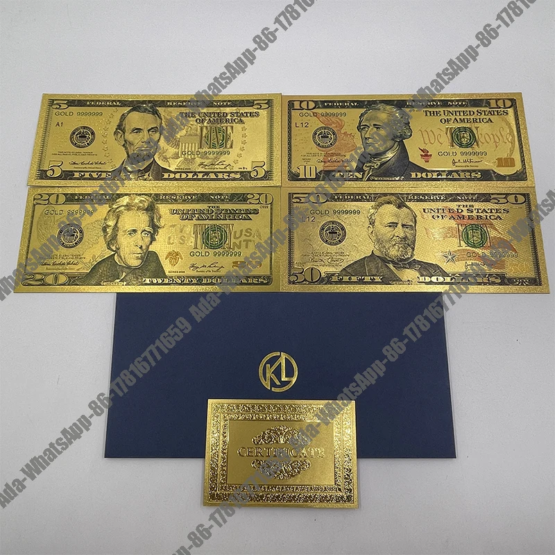 New American Bill Dollar suit Banknote Various face values  in 24k Gold plastic note for Collection and commemoration