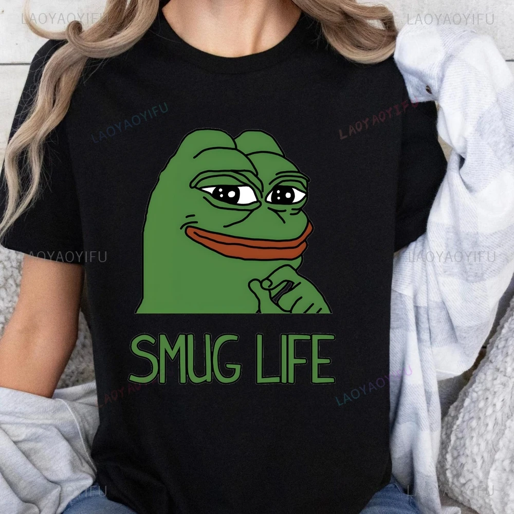 Fun Pepe Frog Frog Print T-shirt Top Pepe Frog Neutral Trend Harajuku Short Sleeve Unisex Shirt Graphic Large T-shirt