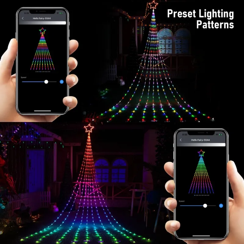 Smart LED Christmas Tree Lights for 3M 200 Leds Hello Fairy Waterfall String Lights for Wedding Party Festive Decoration Lights