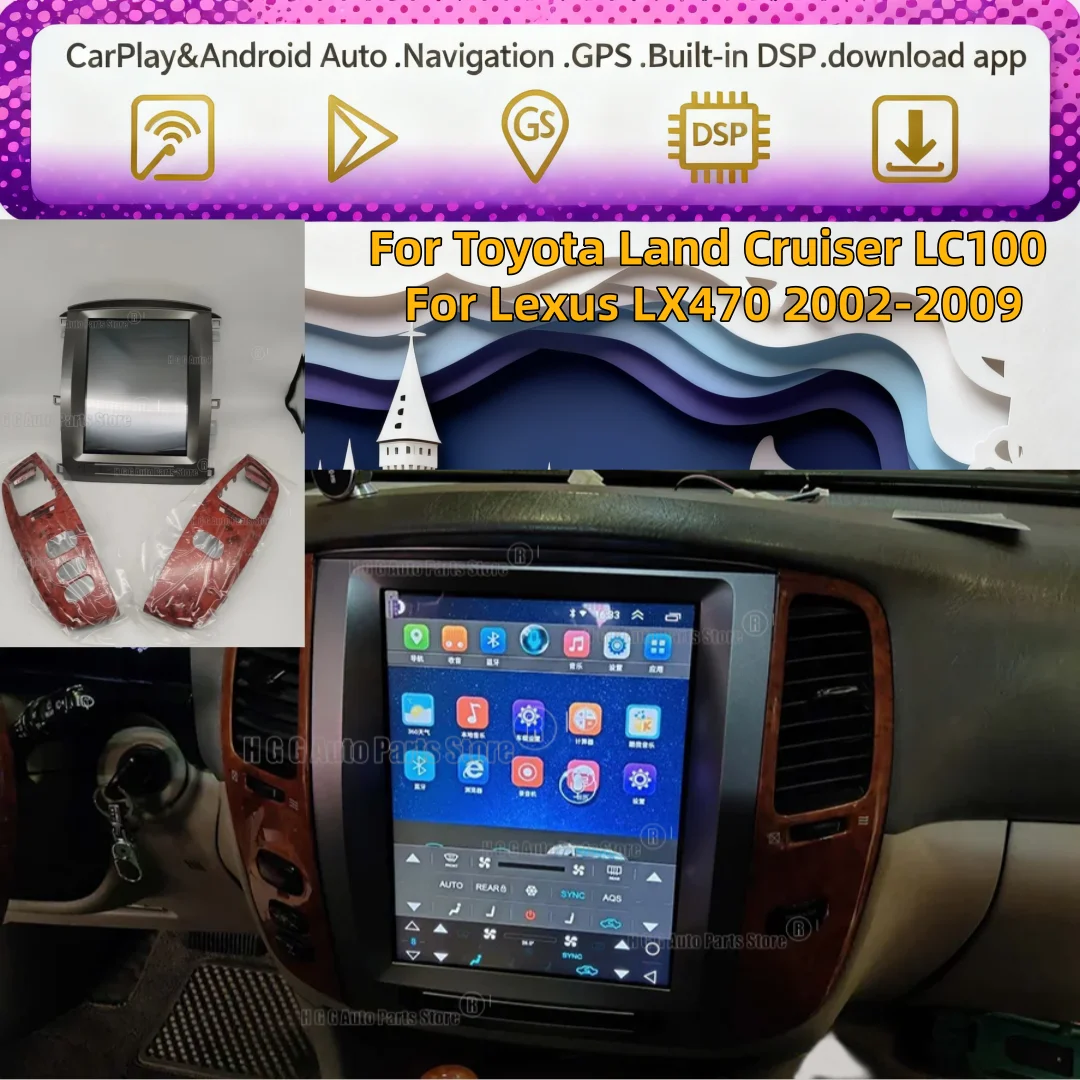 12.1inch Car Radio For Toyota Land Cruiser 100 LC100 For Lexus LX470 4G Head Unit Wireless Bluetooth CarPlay Touch Screen Stereo