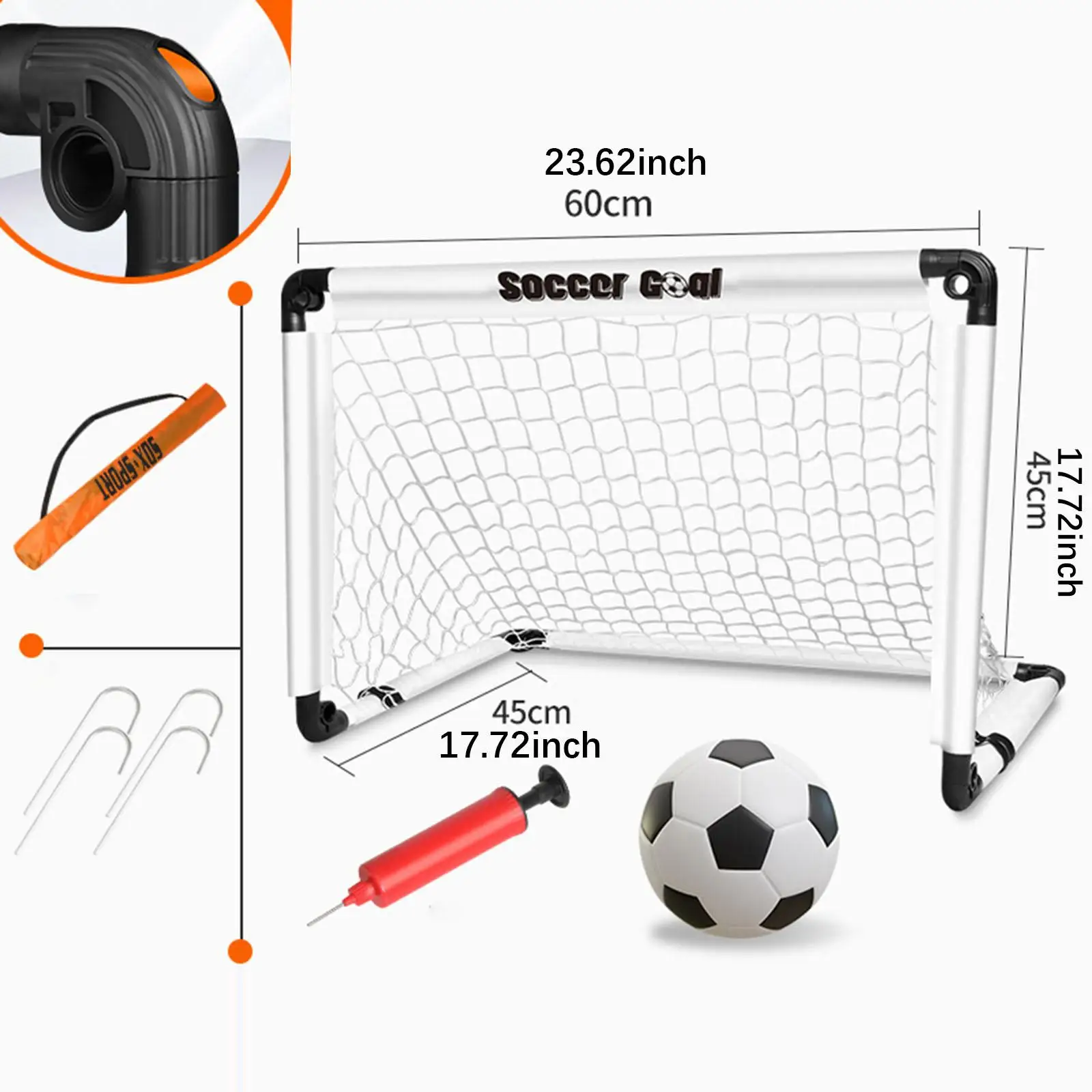 접지 스테이크가 있는 접이식 어린이 축구 목표, 공 및 쉬운 조립 포함 어린이 야외 게임용 휴대용 축구 네트