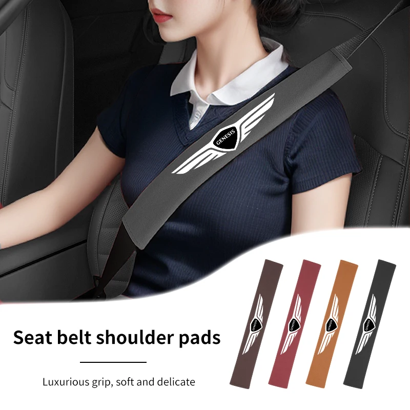 

Extra Long Seat Belt Cover PU Tumbled Leather 40CM Shoulder Pad Belt Protector For Genesis GV70 GV80 EV BH G80 GV90 2019 2020 20