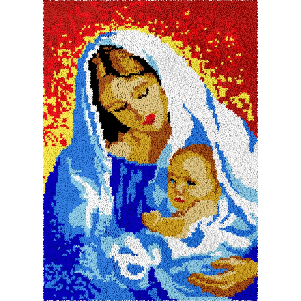 

Latch Hook Kits religion Wall Hanging DIY Carpet Rug Pre-Printed Canvas with Non-Skid Backing Arts & Crafts 34x23inch