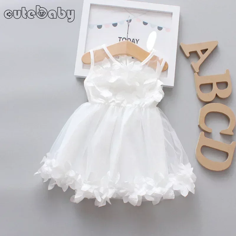 Summer Baby Girl Dresses Lovely Flower Fairy Children Clothing Birthday Princess Party Dress Lace Mesh Wedding Dress Clothes