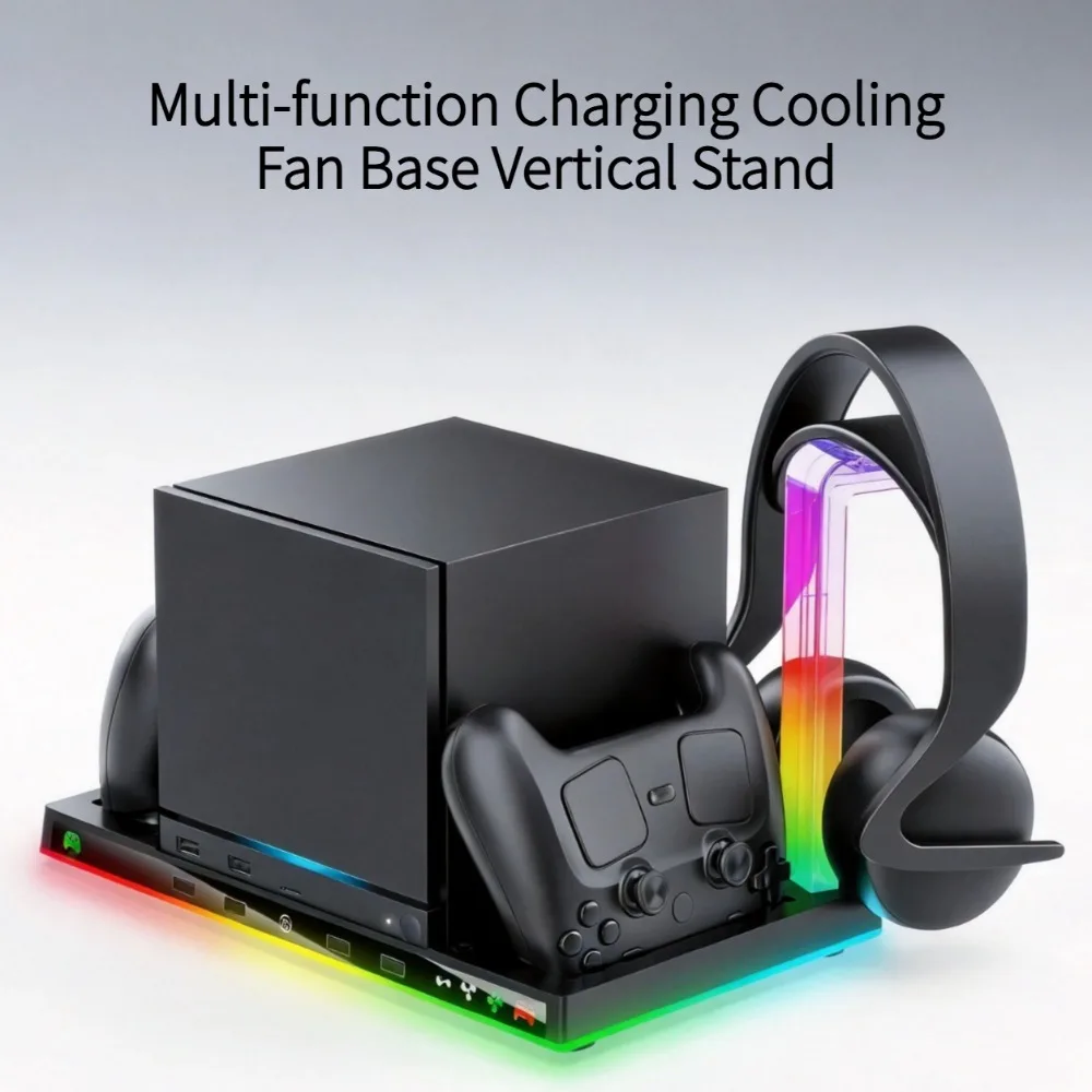 Multi-function Charging Cooling Fan Base Vertical Stand RGB Colorful Light Controller Handle Charger Bracket For Steam Machine