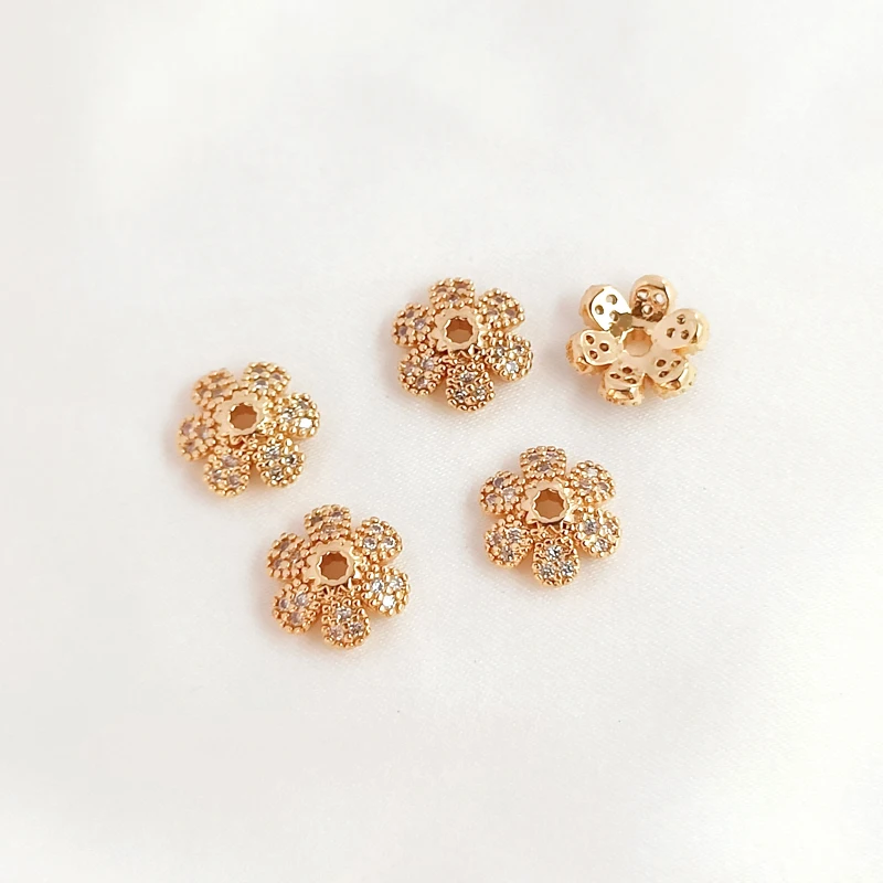 3ชิ้นทองแดง14K ทองฝัง Zircon Receptacle หมวก Septum DIY เครื่องประดับทำ Discovery สร้อยข้อมือ Spacer อุปกรณ์เสริม